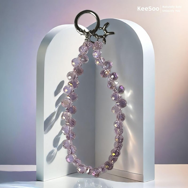 KEESOO Store Pink Pure Shine Crystal Original Design Phone Charm with 2 Tether Tabs – Stylish, Durable, and Hands-Free Phone Chain – Compatible with iPhone, Samsung, Pixel & More - Image 5